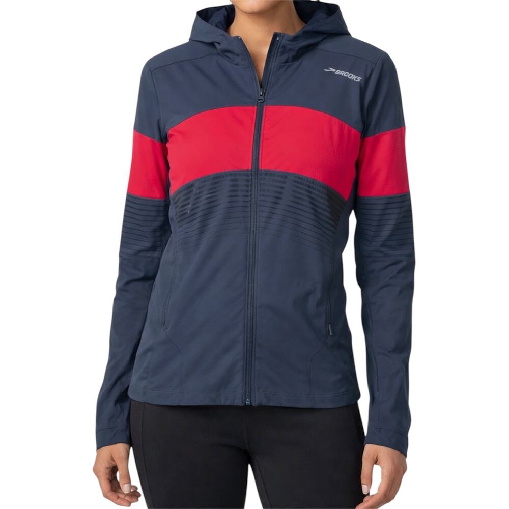 Brooks windbreaker full zip hoodie reflective Gray Small